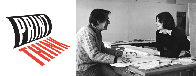 John Cage with Kathan Brown in the Crown Point studio, 1982.