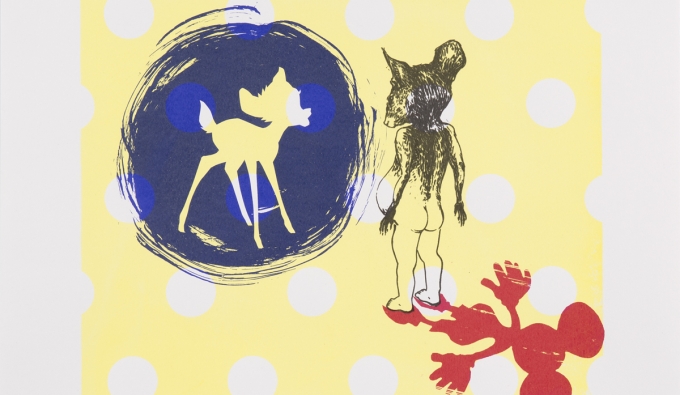 screen print of deer and mouse