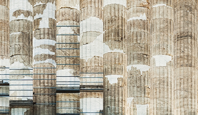 various greek columns collaged together
