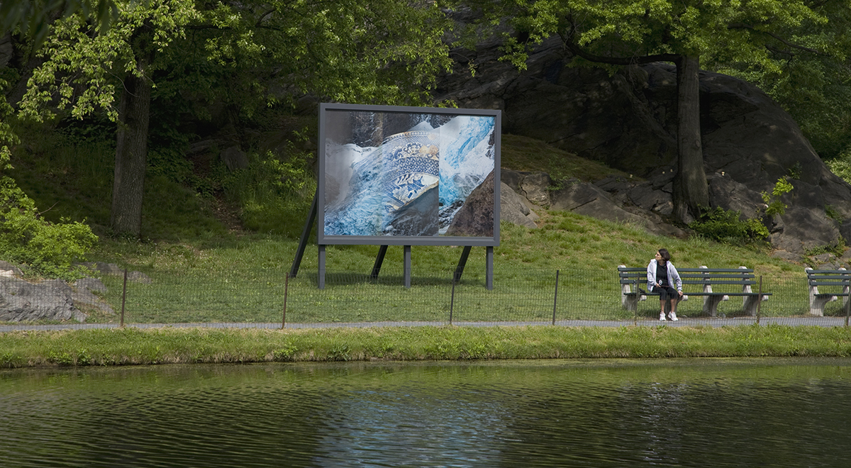 Karyn Olivier, Here and Now/ Glacier, Shard, Rock, (2015) Lenticular photo in billboard structure. Image courtesy of the artist.