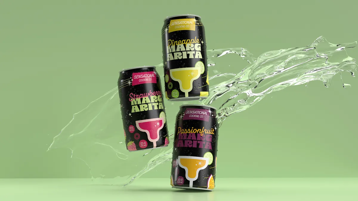 Sensational Cocktail Co. branding on soda cans