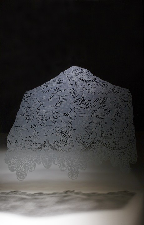 art piece made of sandblasted glass