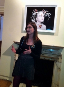 Emily Cobb lecturing Photo of Emily Cobb