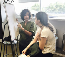 Professor Josan with student in studio.