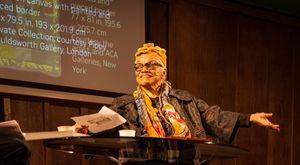Faith Ringgold speaking at an event in 2019