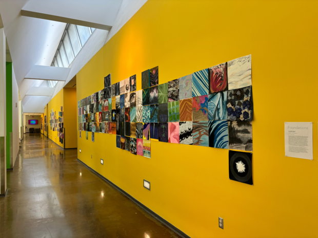 Cloud Quilt displayed in Tyler's yellow hallway