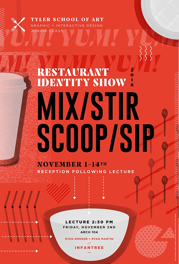 Mix-Stir- Scoop-Sip GAID Restaurant Identity Exhibit Restaurant Identity Exhibit and Lecture Poster