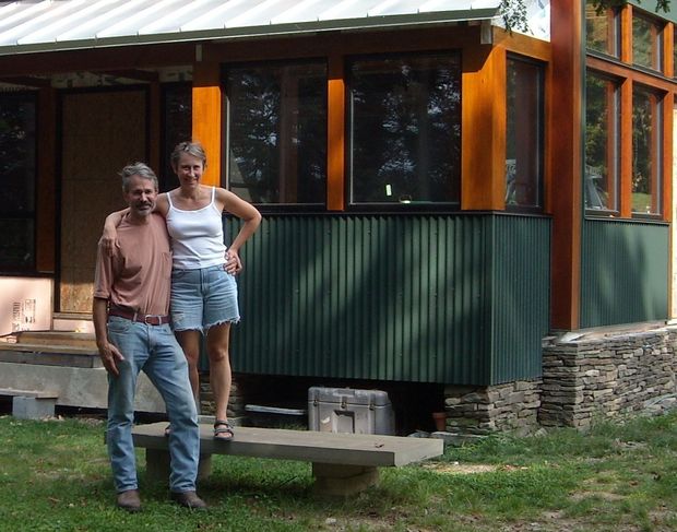 Robert Shuman and Joyce Lenhardt standing on a porch