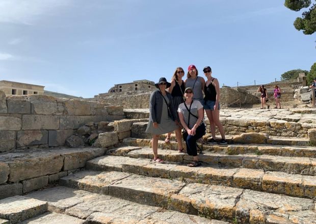 Tenninger Kellenbarger, Leanna Kolonauski, Rachel Salmon, Sydney Sarasin, and Lauren Wilson at Knossos, Crete 