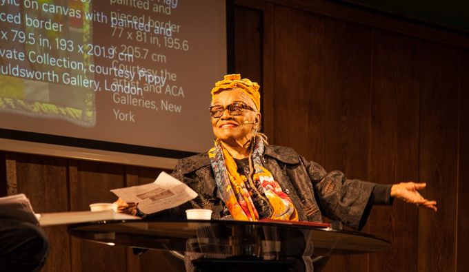 Faith Ringgold speaking at an event in 2019