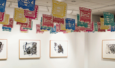 student exhibition of printmaking work