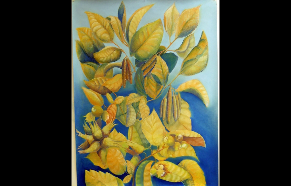 A pastel drawing of flowers