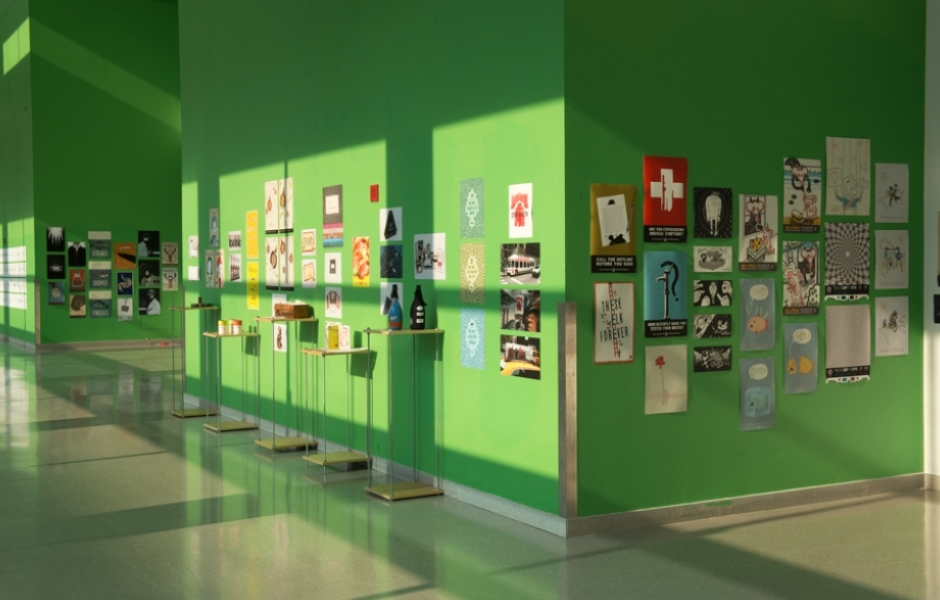 Sr. Design Exhibition in green hallway