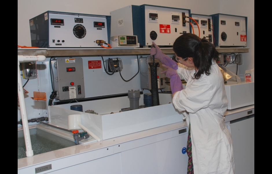 student working in electroforming lab
