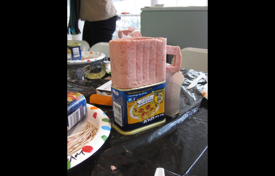 carved spam mug