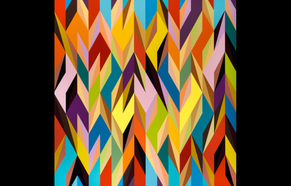 painting of bright geometric shapes