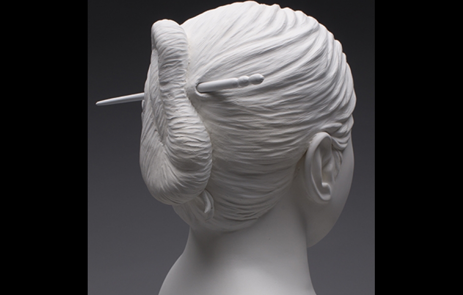 Carved Back of Portrait Bust of a Woman
