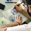 design student working on a typography project