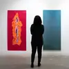 person in silhouette viewing MFA gallery work